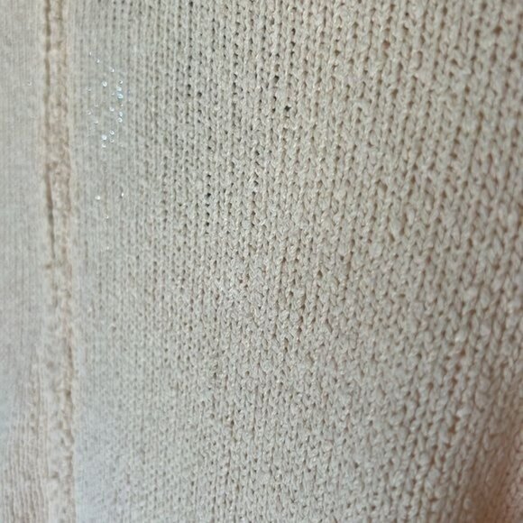 Ricardo Knit Dress Womens Cream Gold Stripe Textured Long Sleeve Square Neck - Picture 13 of 16